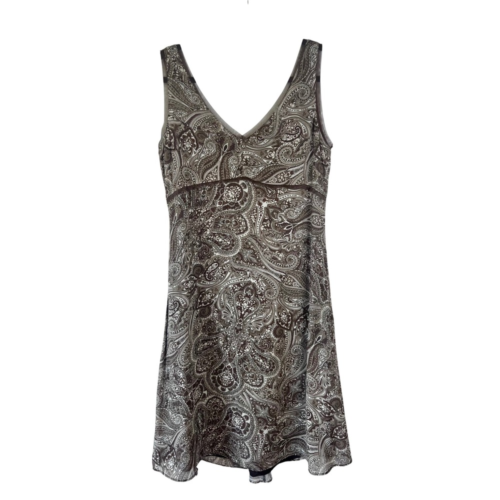 Vintage Old Navy Paisley‎ Sleeveless Brown Midi Dress Size 10 Y2K Boho Babydoll